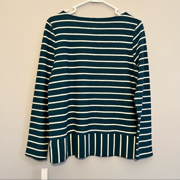 NWT Talbots Teal White Striped Long Sleeve Top Size S Petite - Picture 3 of 13